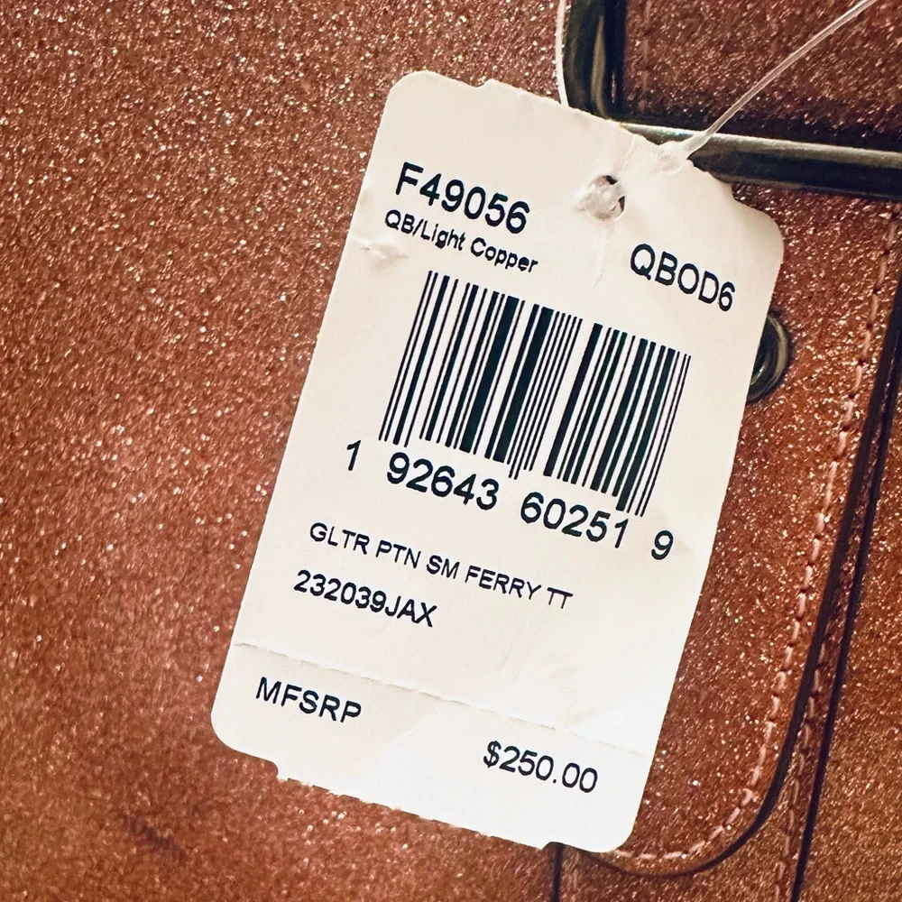 Coach Leather Metallic Glitter Rose Pink Large Tote Bag NWT - Picture 10 of 11